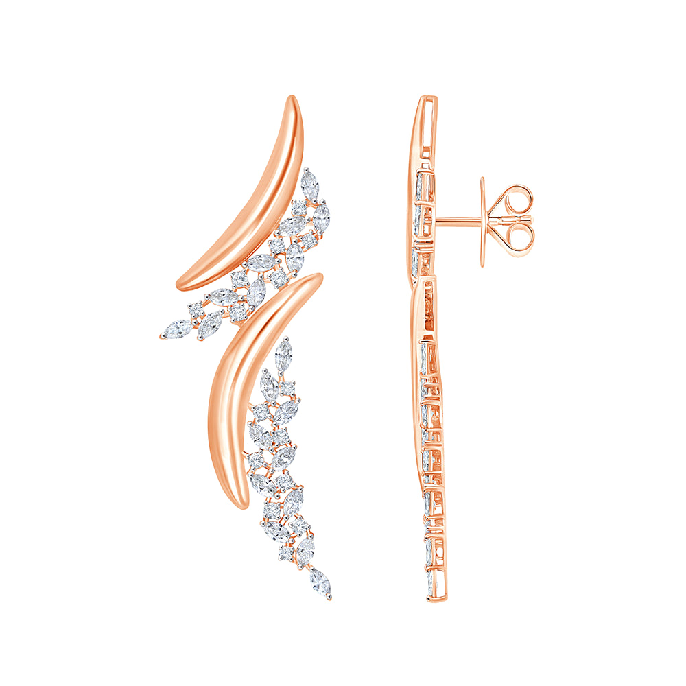 Dual Arc Diamond Accent Climber Earrings