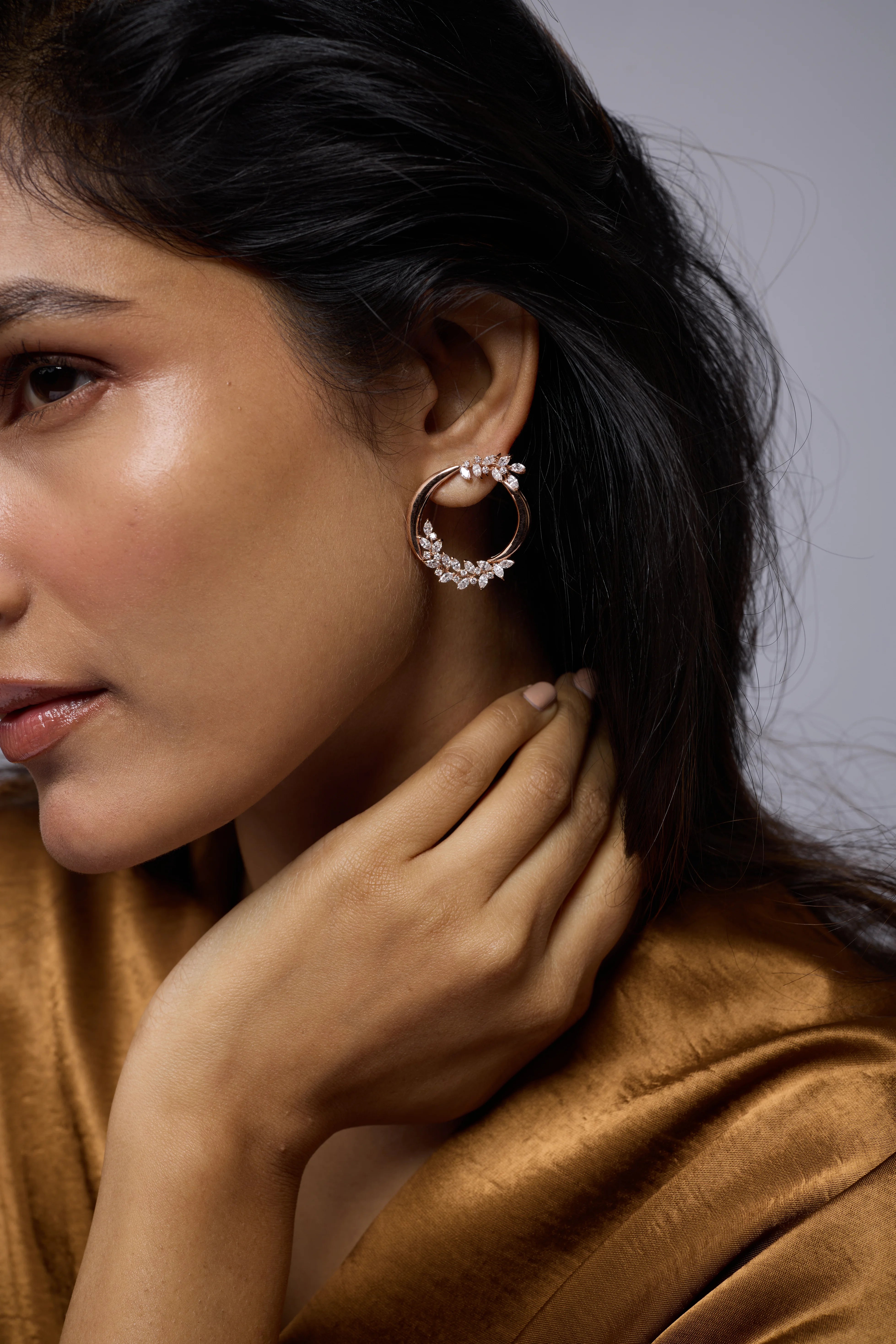 Marquise Cut Open Arc Stud Earrings