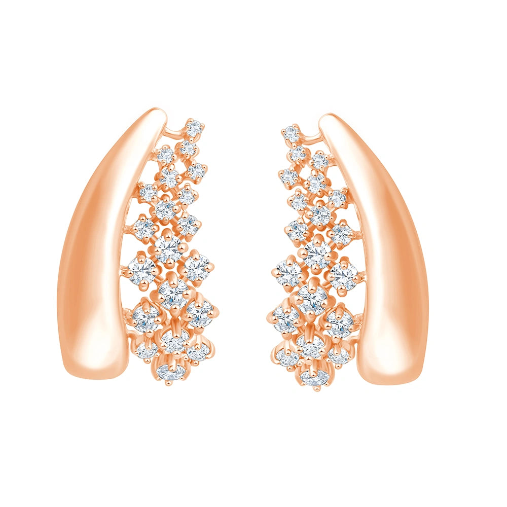 Dual Line Diamond Accent Stud Earrings