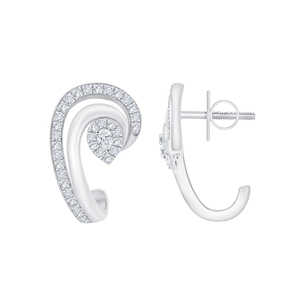 Pear Cut Halo Swirl Stud Earrings 