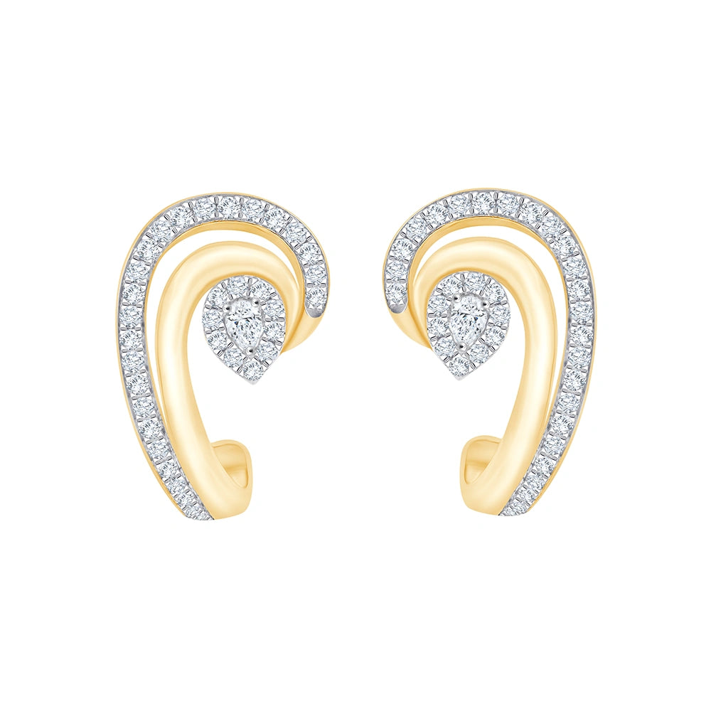 Pear Cut Halo Swirl Stud Earrings 