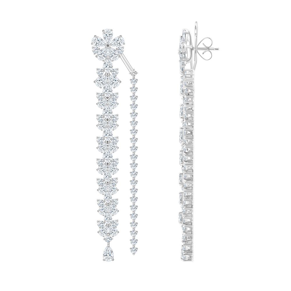 Mixed Cut Dual Strand Drop Earrings