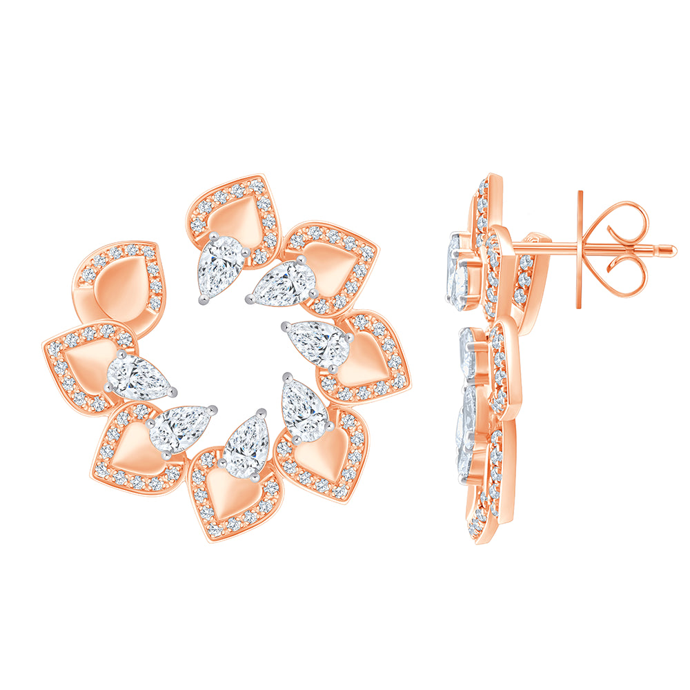 Pear Cut Open Floral Stud Earrings