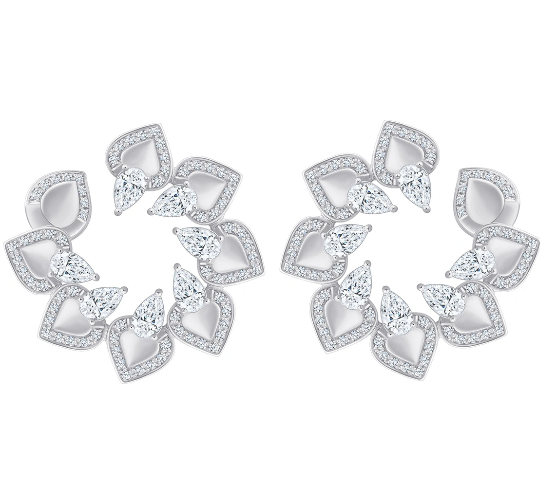 Pear Cut Open Floral Stud Earrings