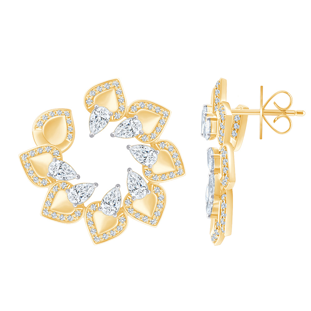 Pear Cut Open Floral Stud Earrings