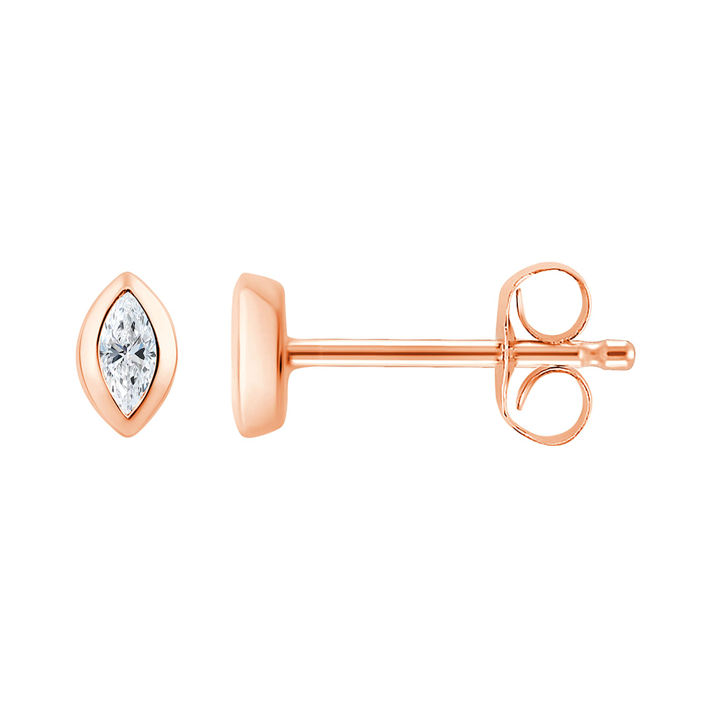 Marquise Cut Bezel Set Stud Earrings 