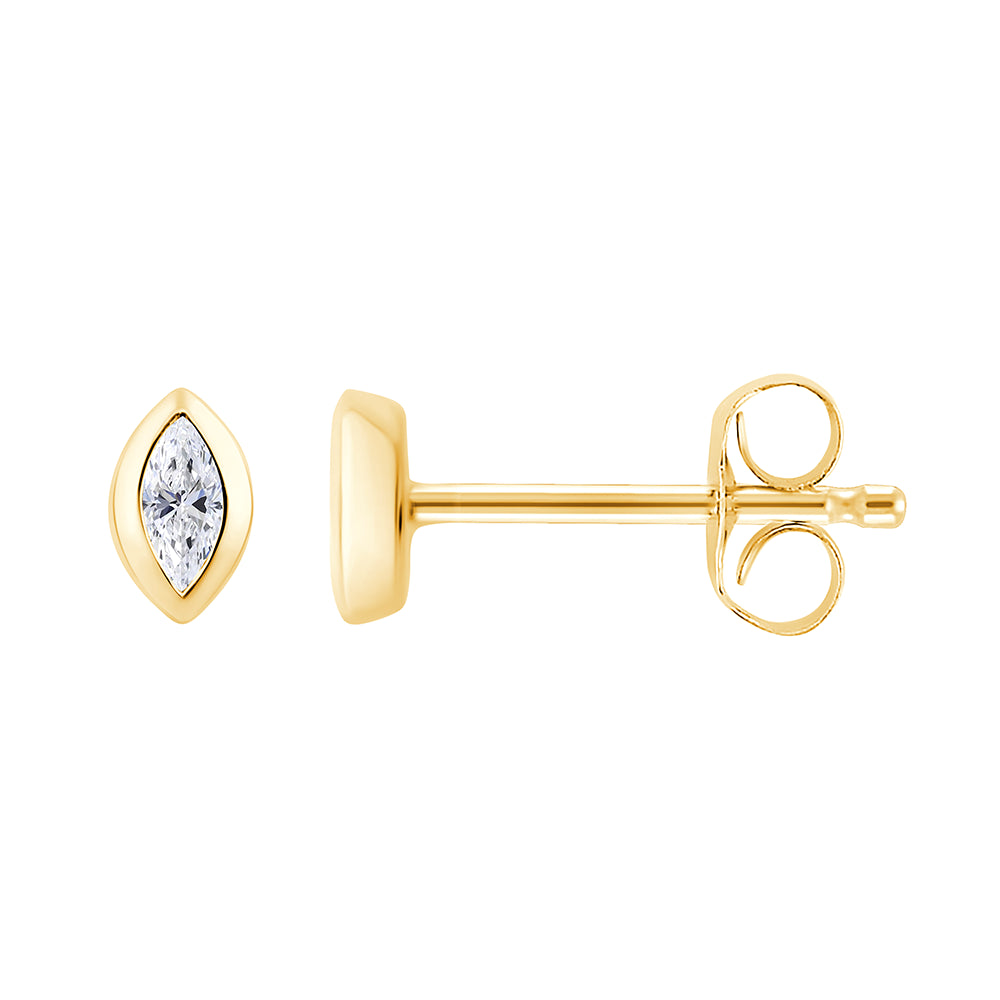 Marquise Cut Bezel Set Stud Earrings 