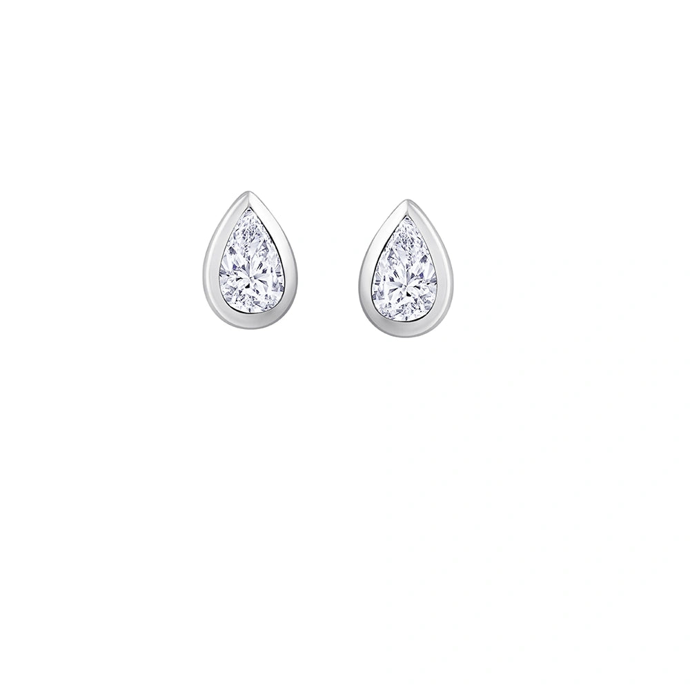 Pear Cut Bezel Set Stud Earrings 