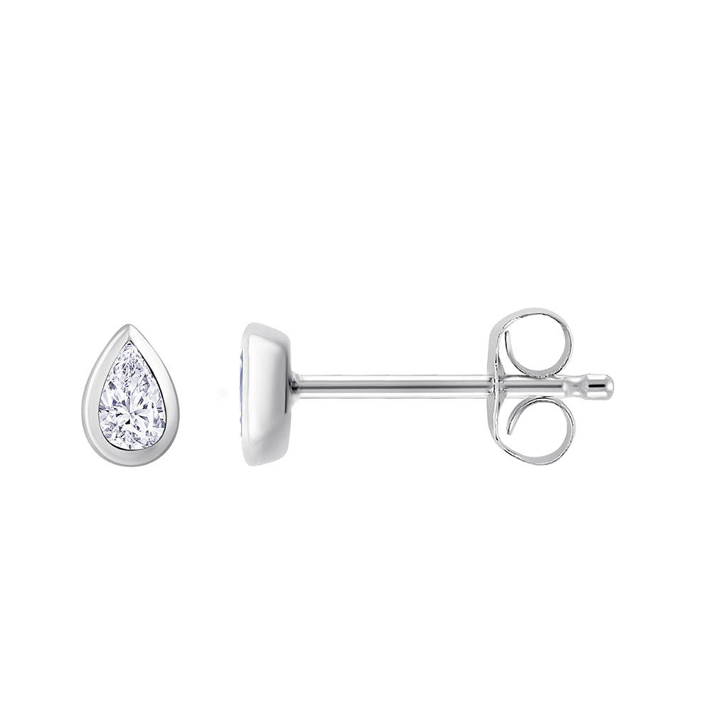 Pear Cut Bezel Set Stud Earrings 