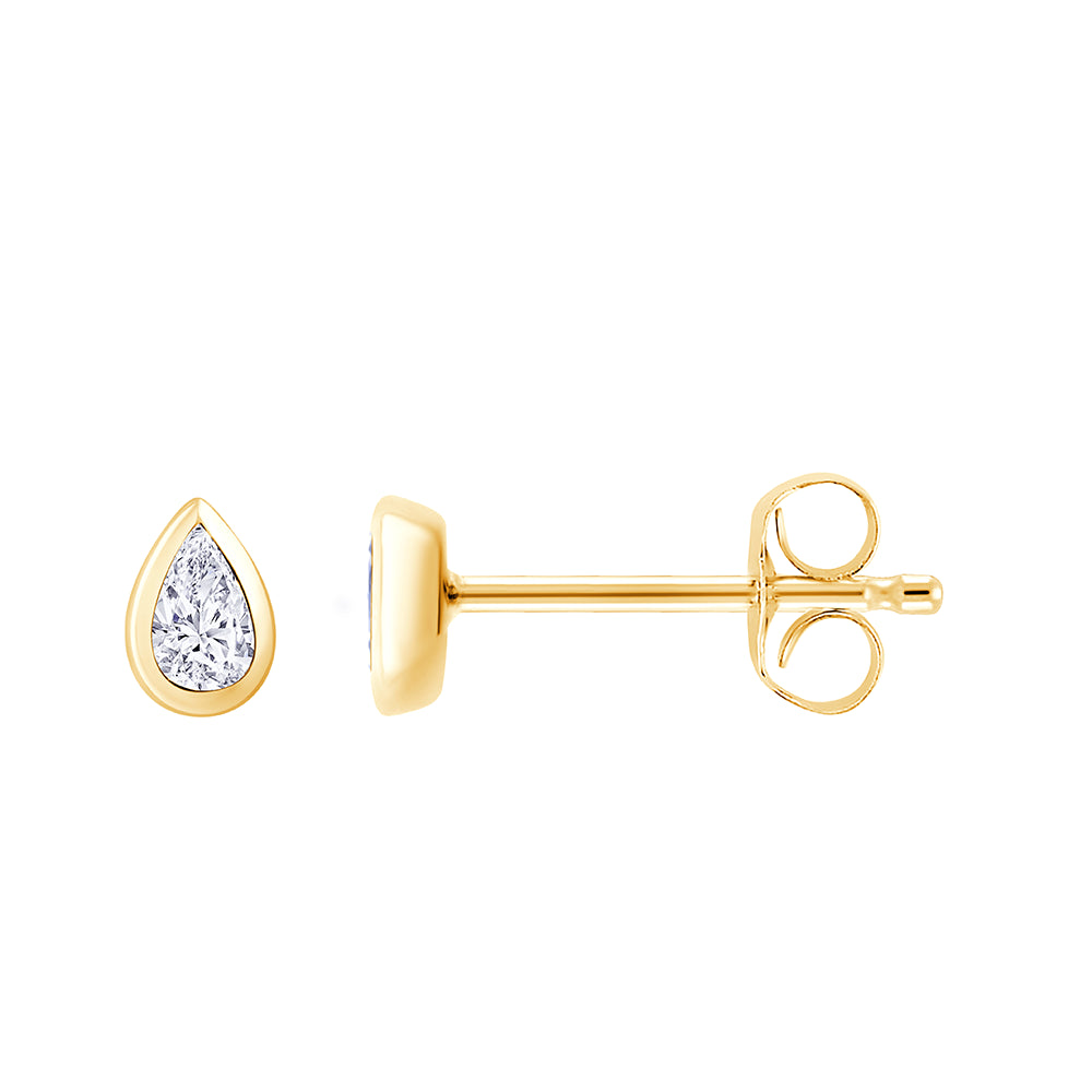 Pear Cut Bezel Set Stud Earrings 