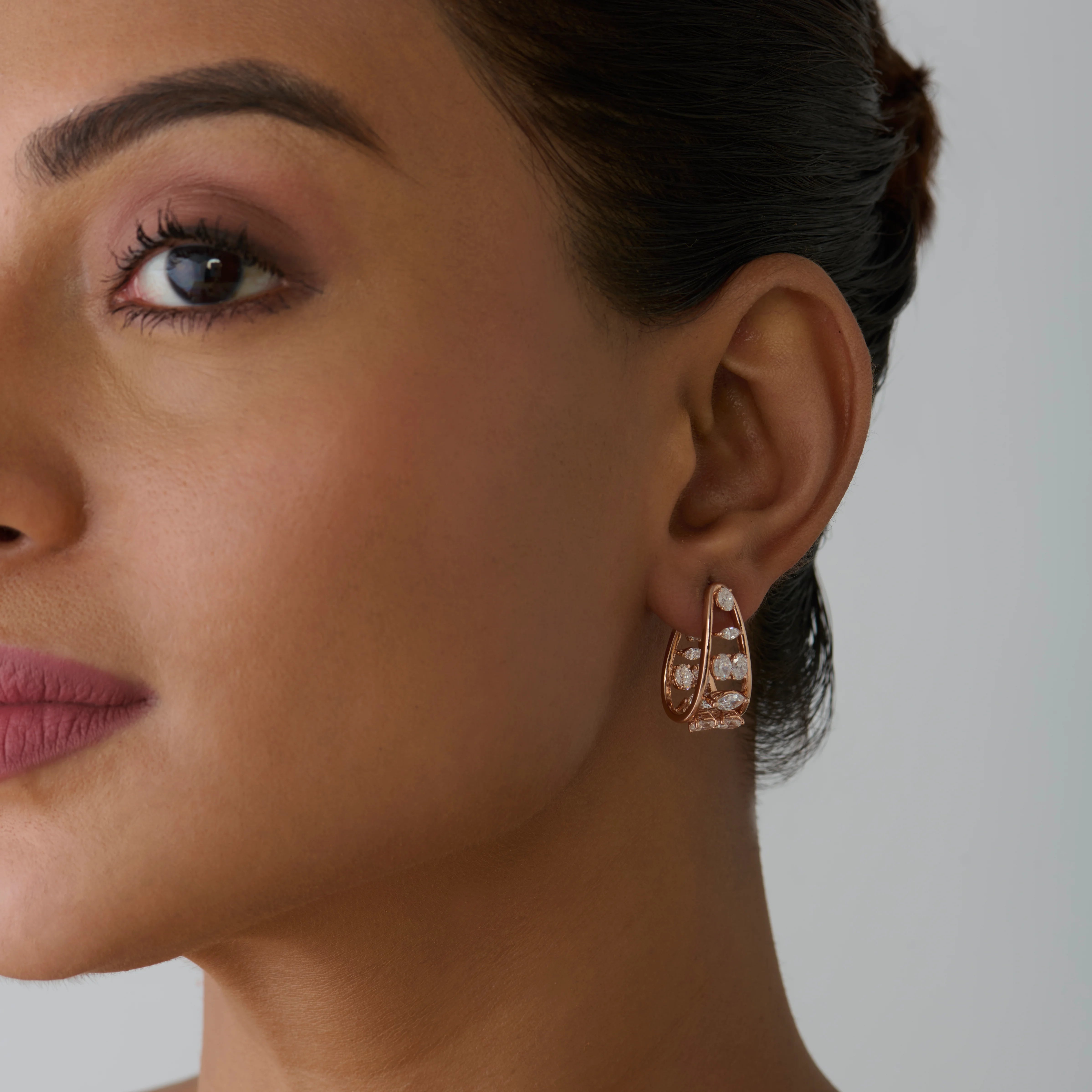 Mixed Cut Tapered Hoop Earrings