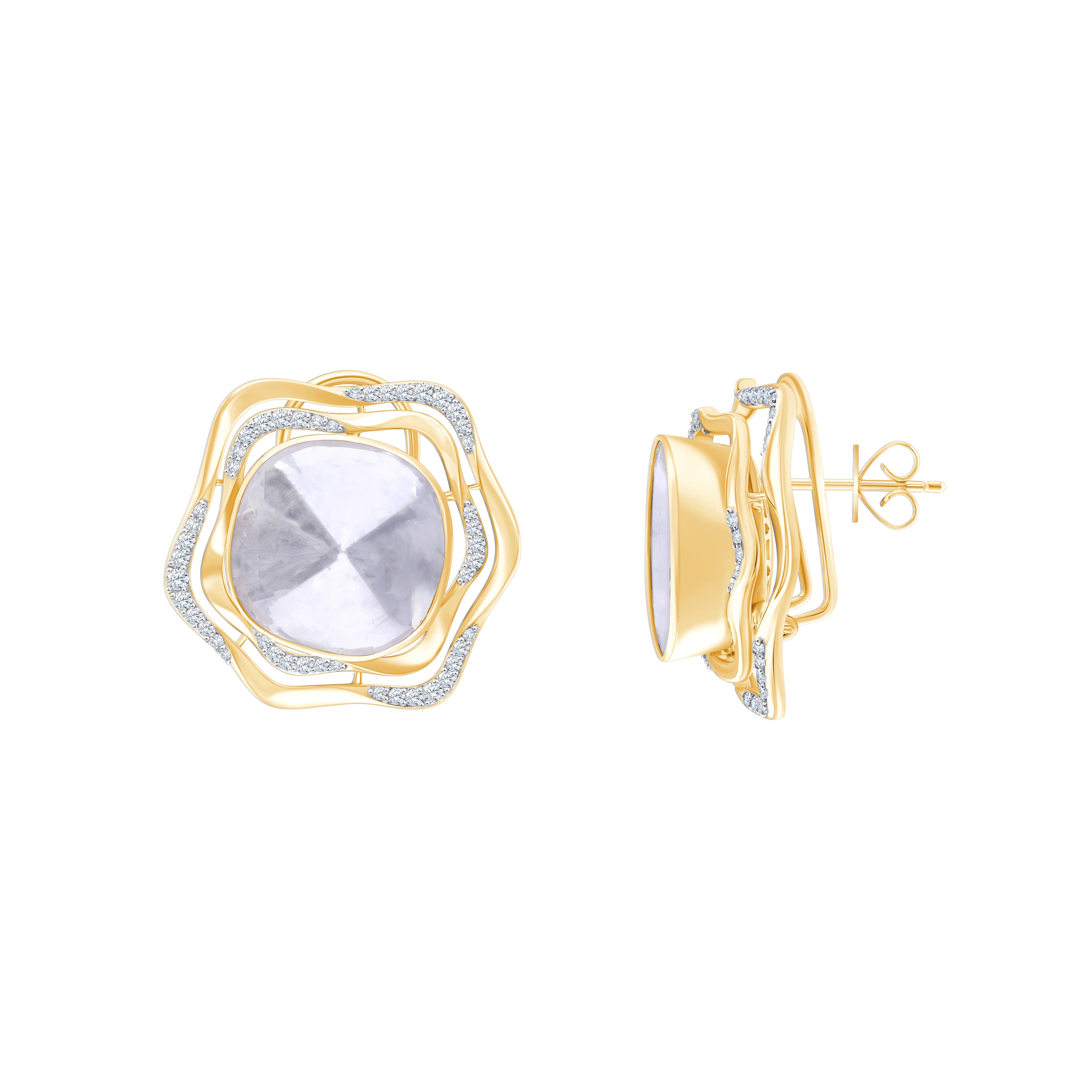Polki Dual Arc Stud Earrings