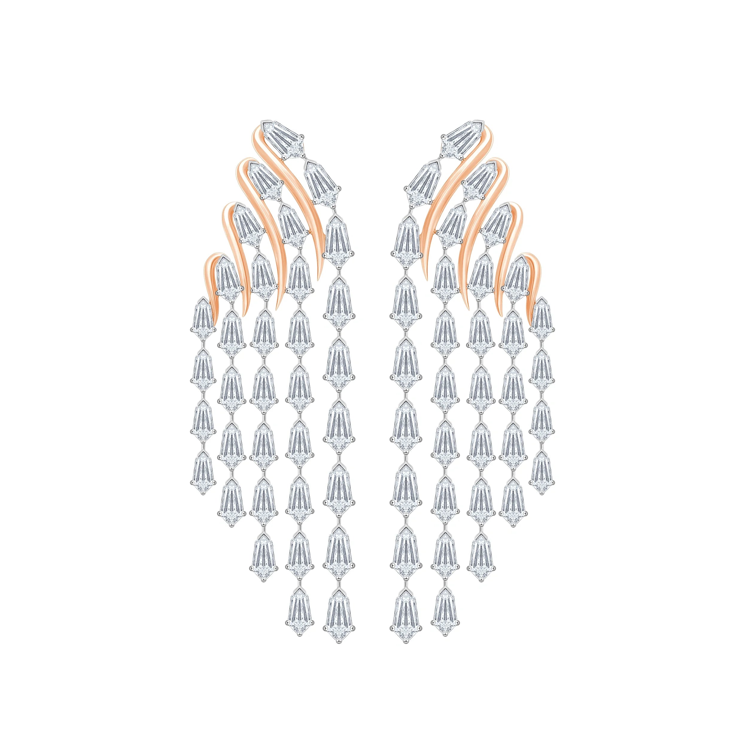 Shield Cut Cascading Drop Earrings