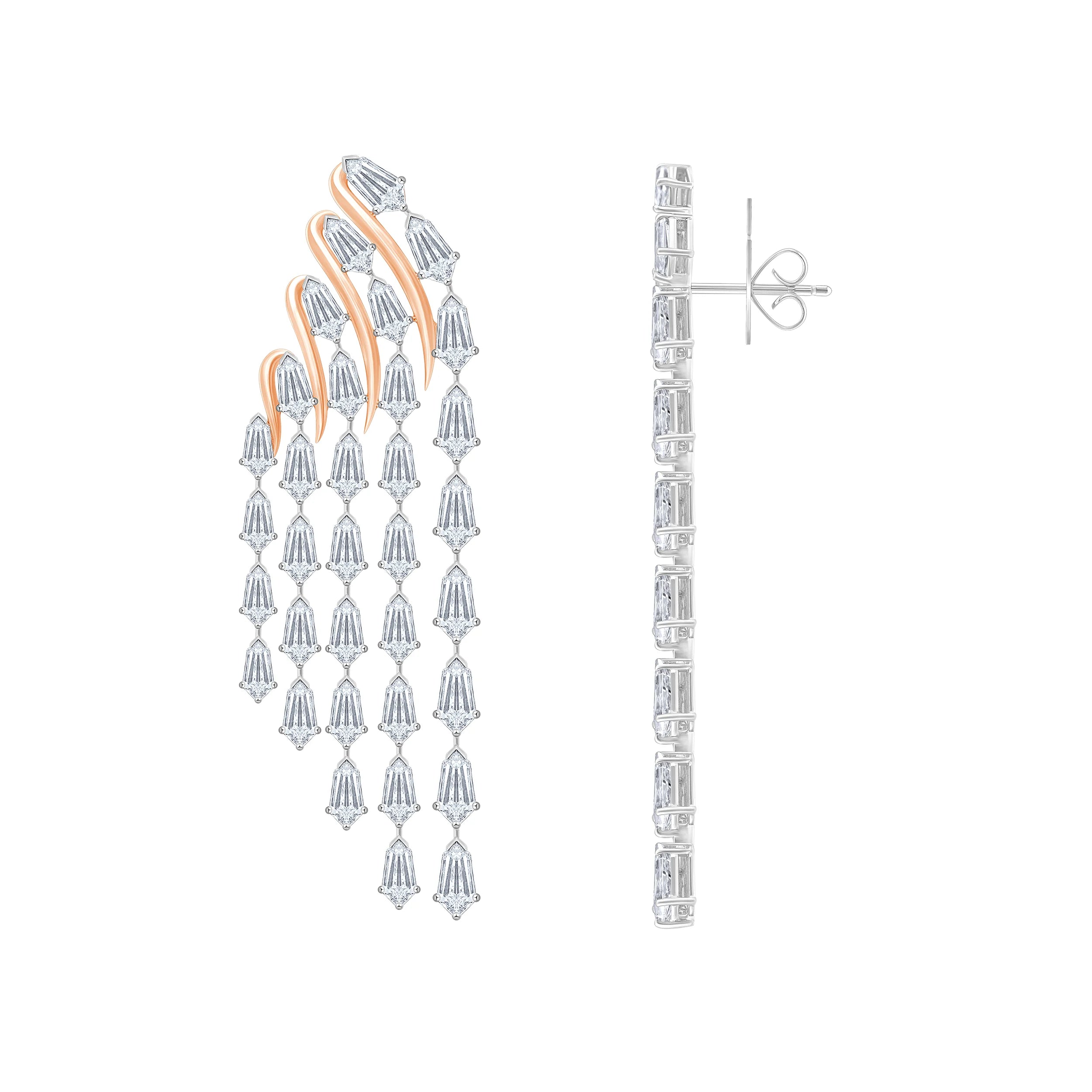 Shield Cut Cascading Drop Earrings