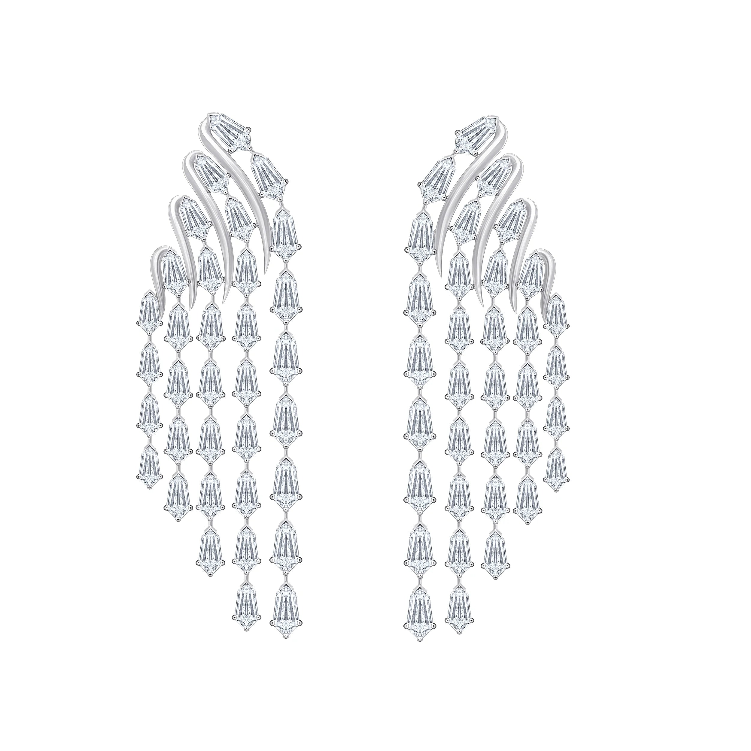 Shield Cut Cascading Drop Earrings