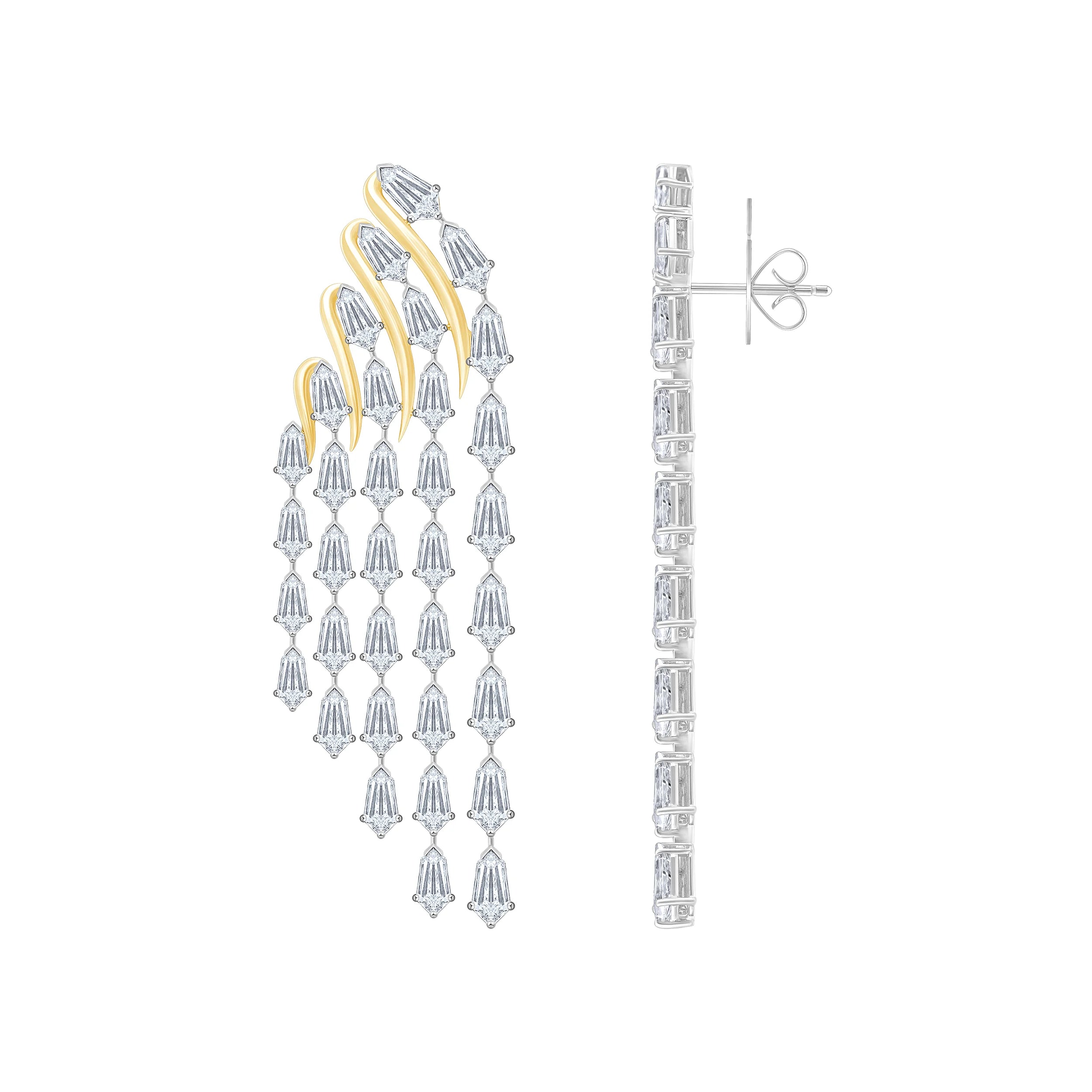 Shield Cut Cascading Drop Earrings