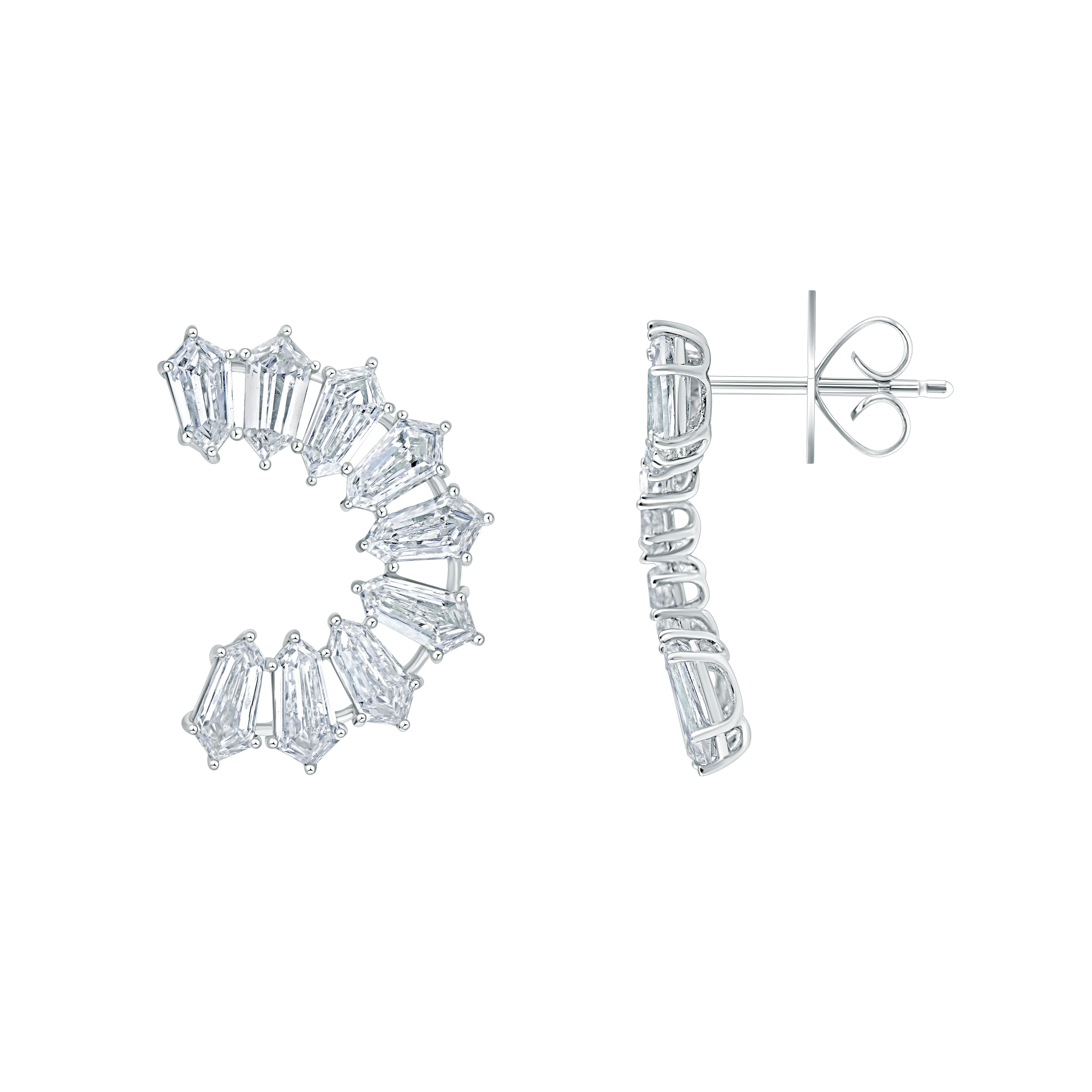 Shield Cut Curved Line Stud Earrings