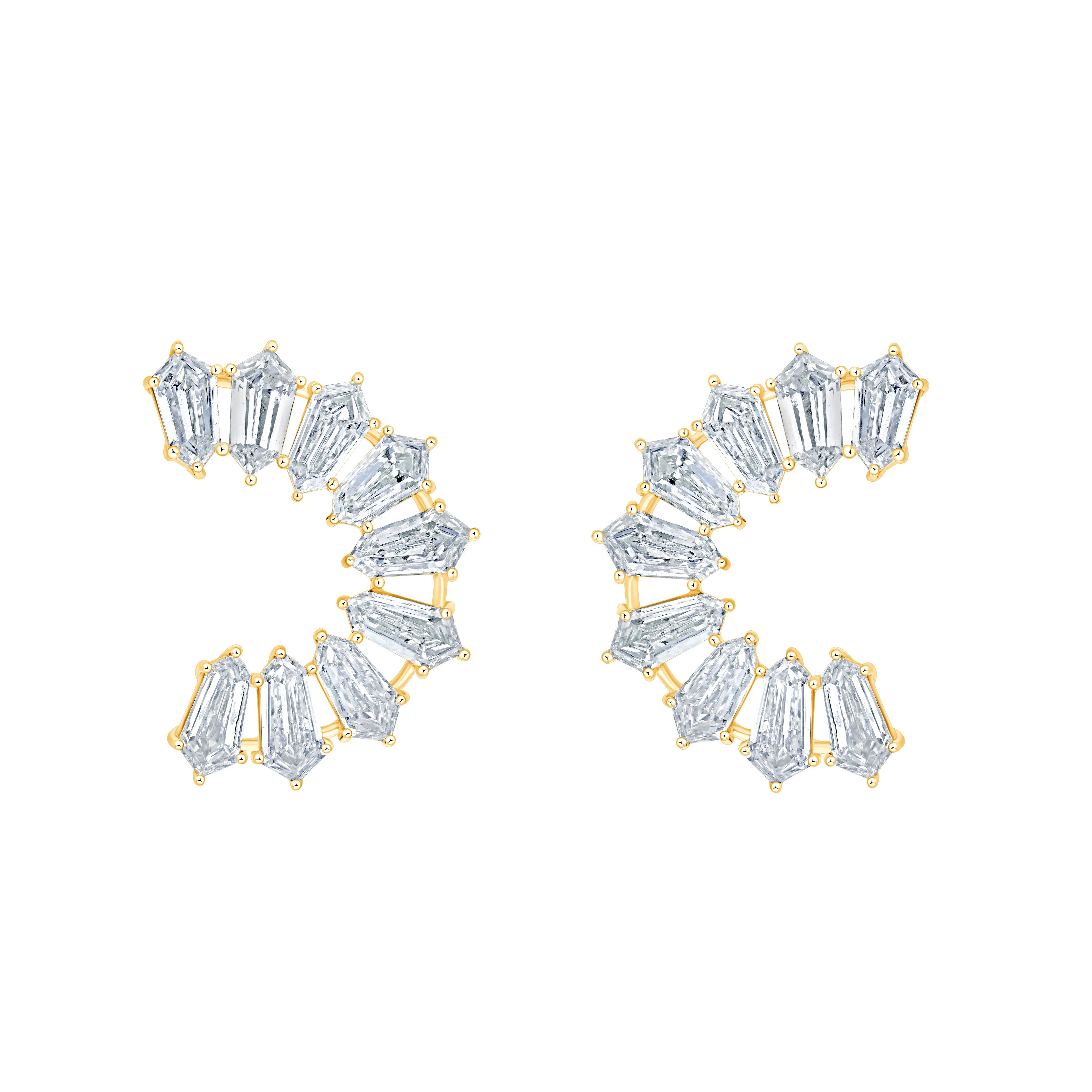 Shield Cut Curved Line Stud Earrings