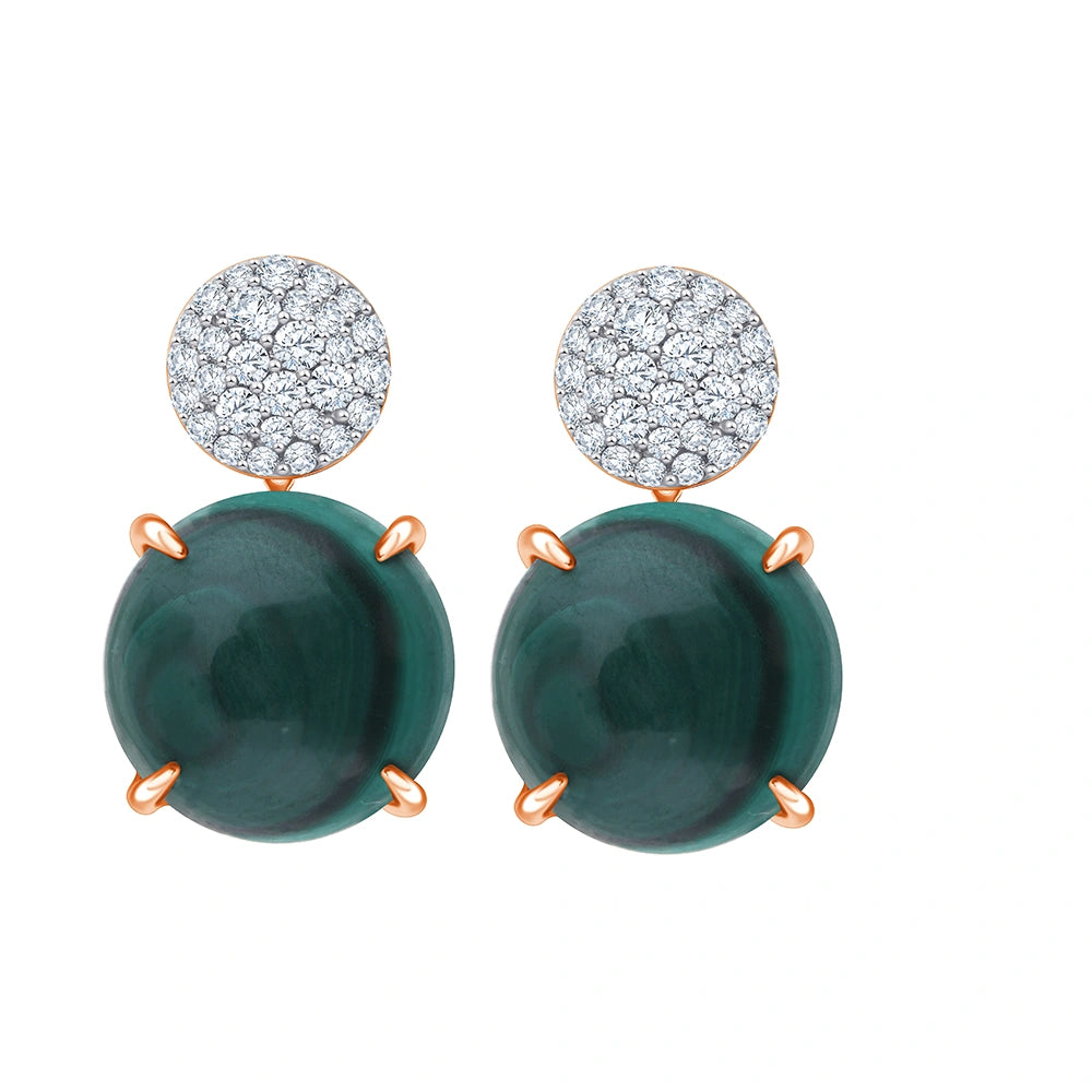 Round Malachite Drop Earrings