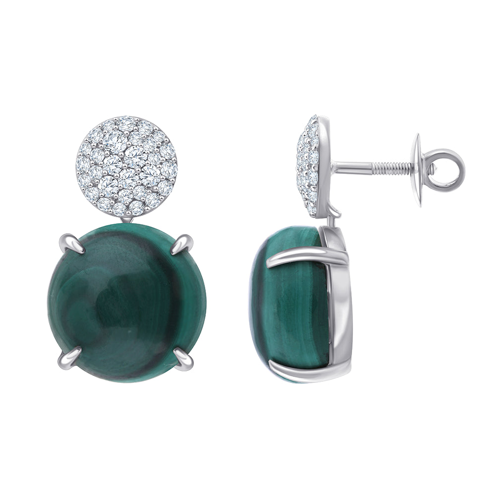 Round Malachite Drop Earrings