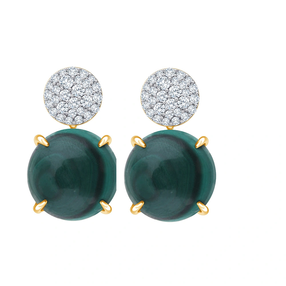 Round Malachite Drop Earrings