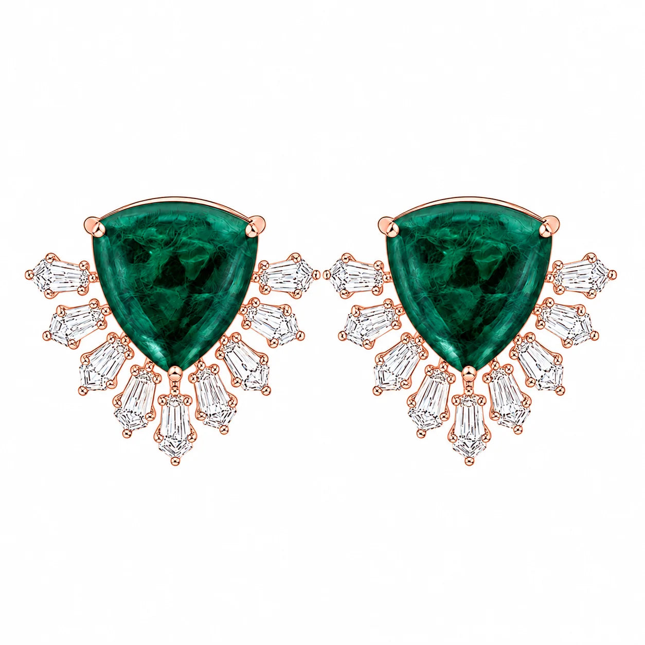 Trillion Emerald Burst Stud Earrings
