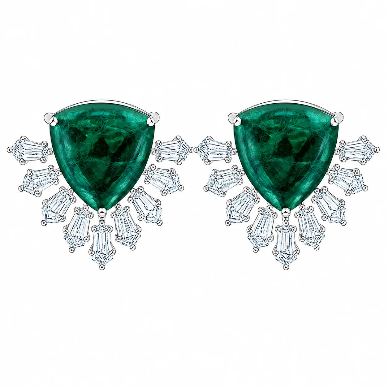 Trillion Emerald Burst Stud Earrings