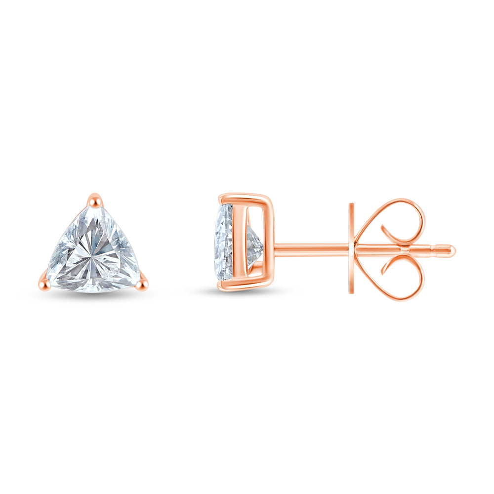 1 Carat Trillion Cut Solitaire Stud Earrings