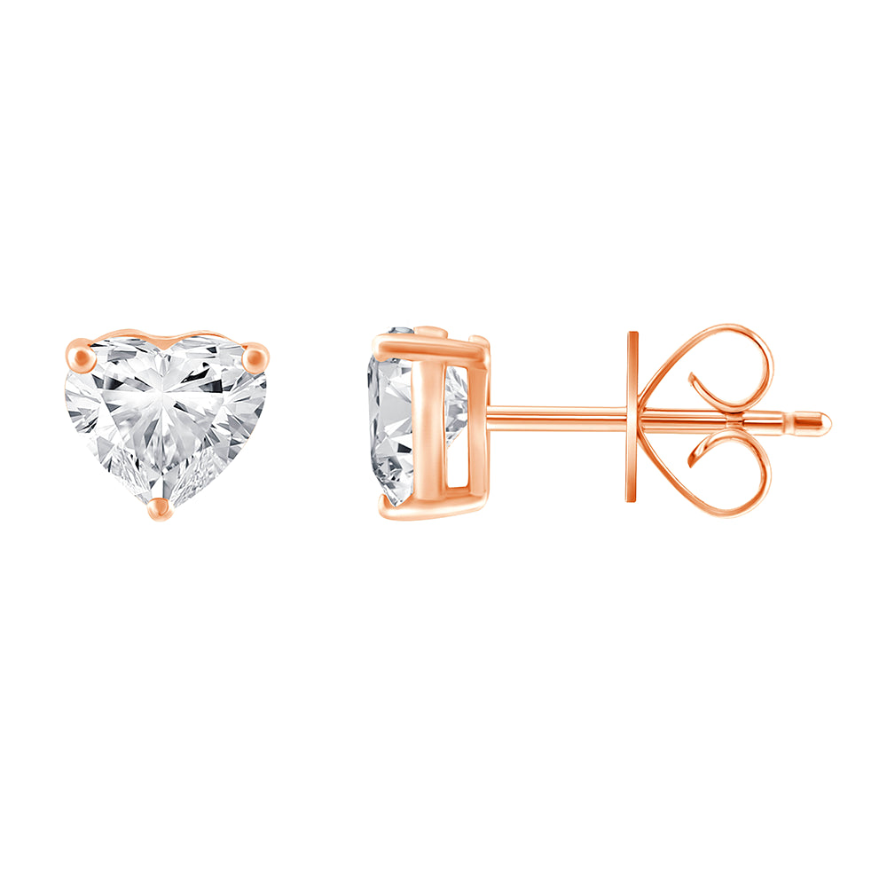 Heart Cut Solitaire Stud Earrings