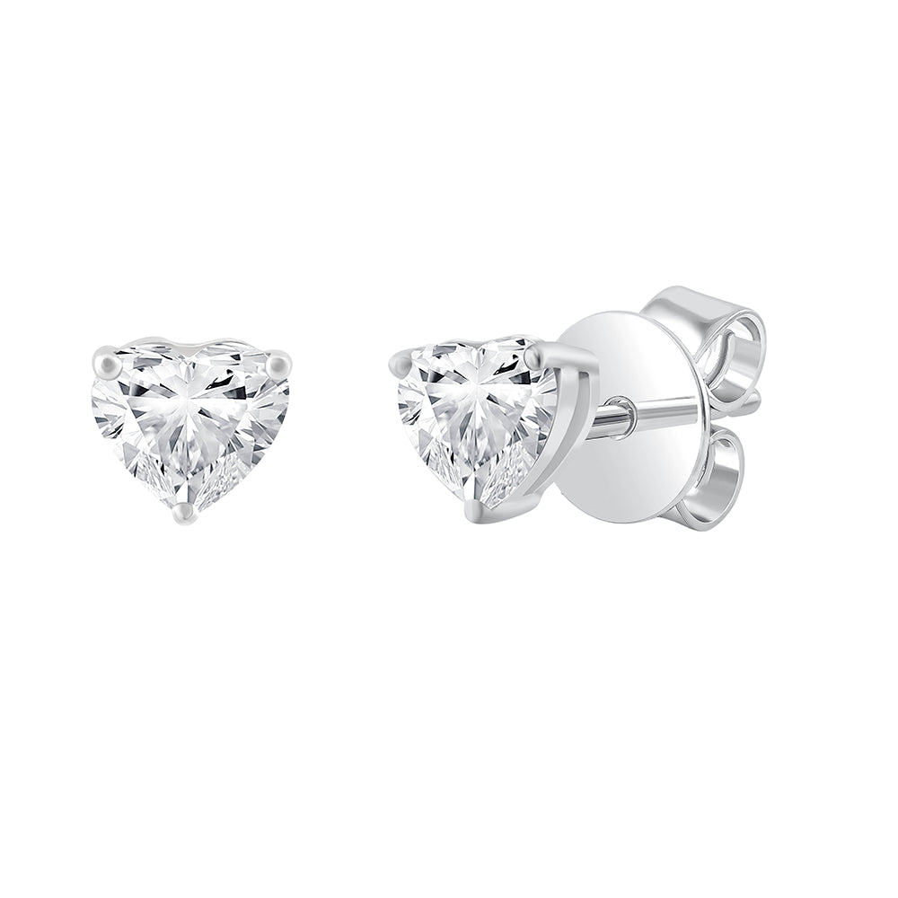 Heart Cut Solitaire Stud Earrings