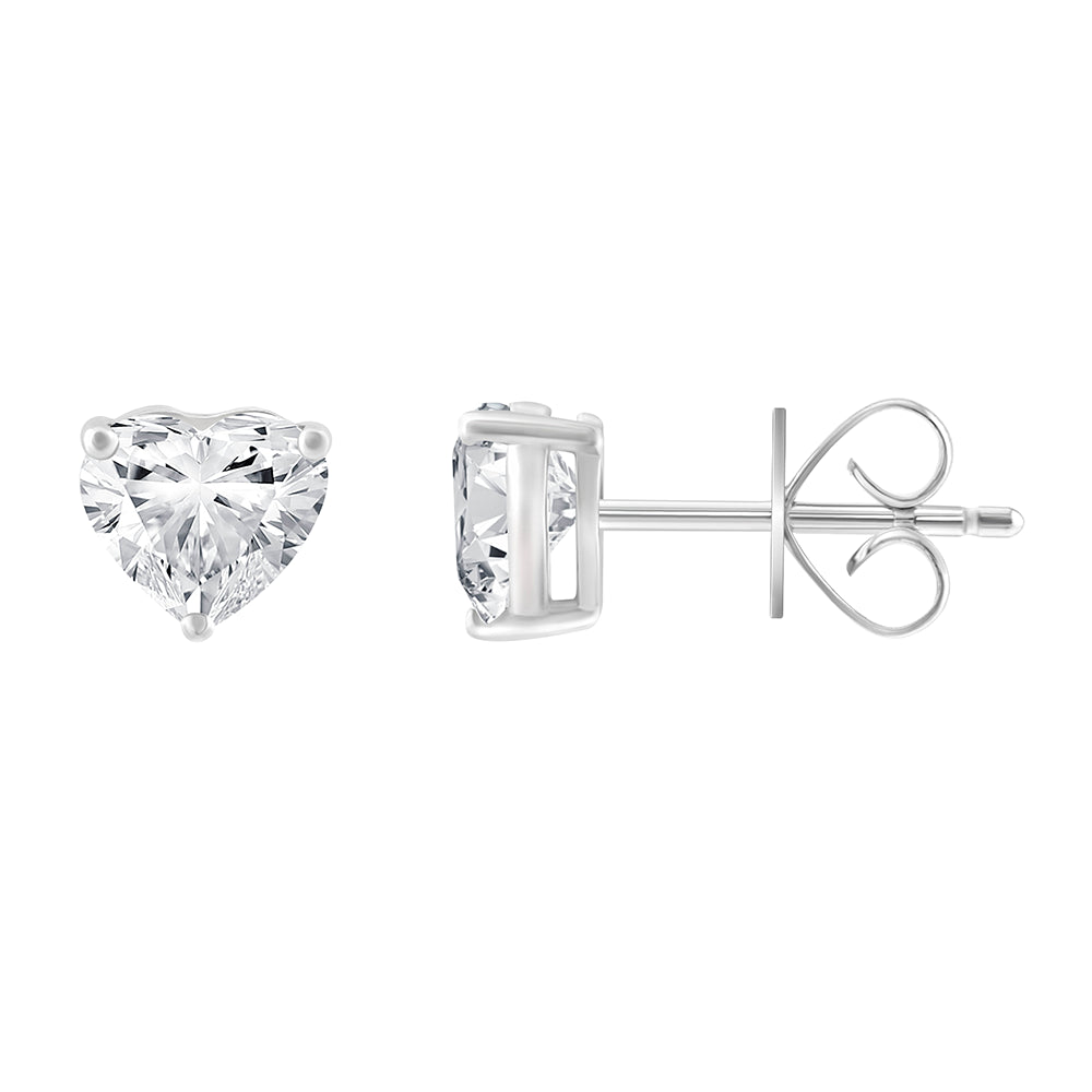 Heart Cut Solitaire Stud Earrings