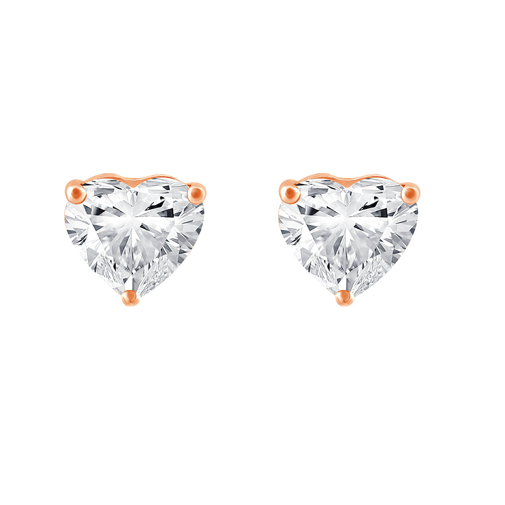 Heart Cut Solitaire Stud Earrings