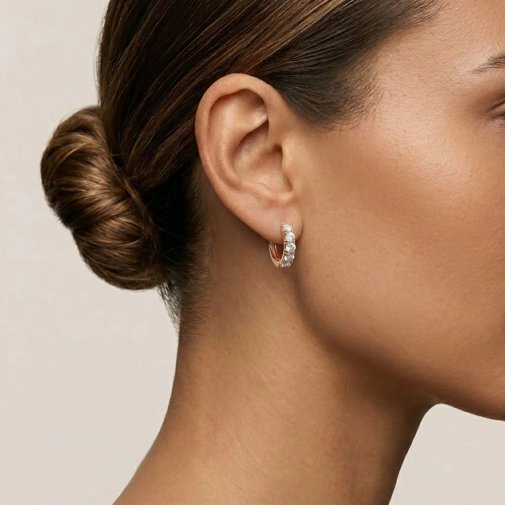 Brilliant Cut Prong Set Hoop Earrings