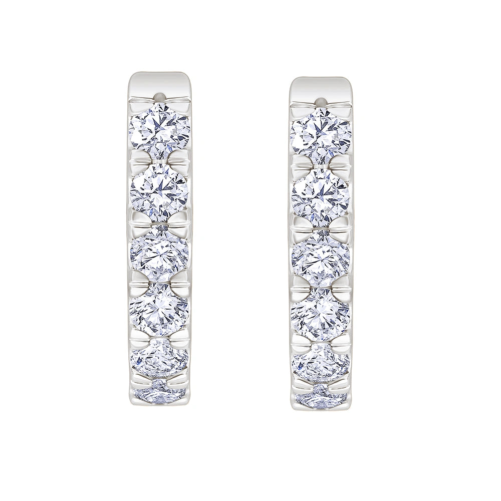 Brilliant Cut Prong Set Hoop Earrings