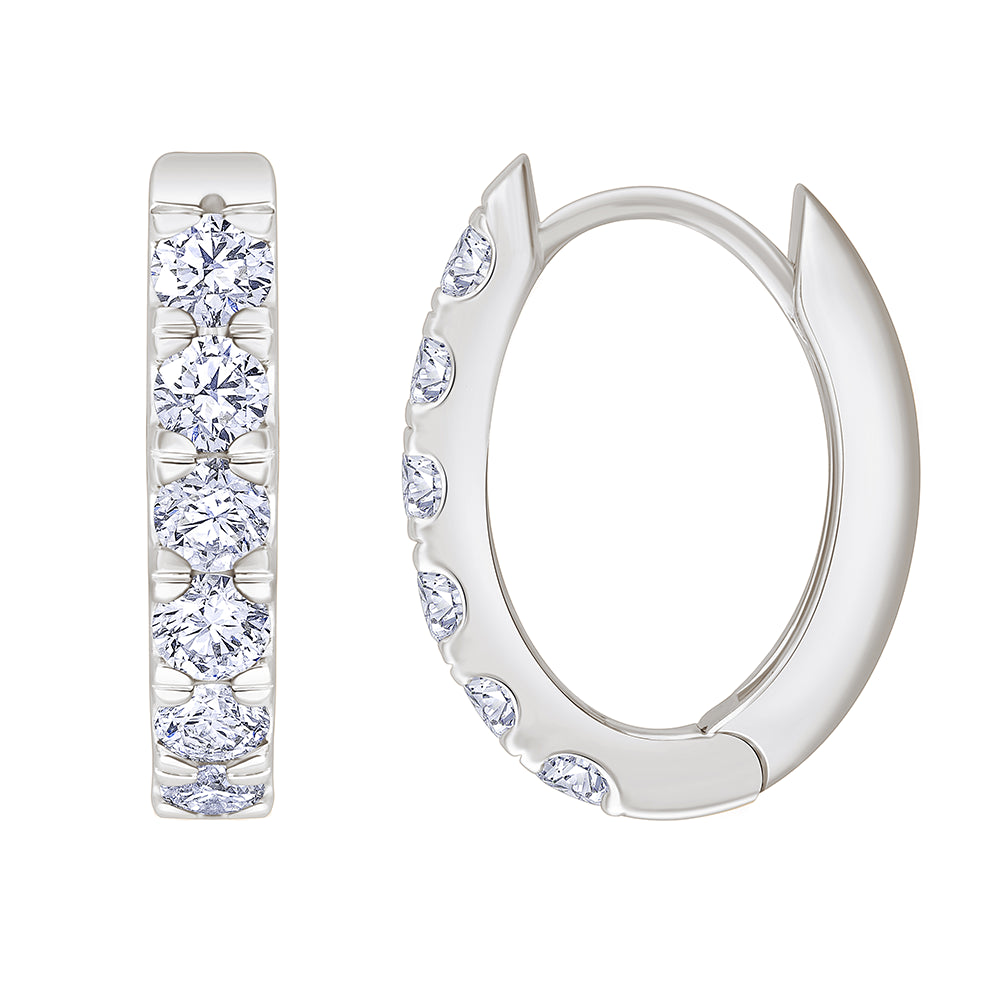 Brilliant Cut Prong Set Hoop Earrings