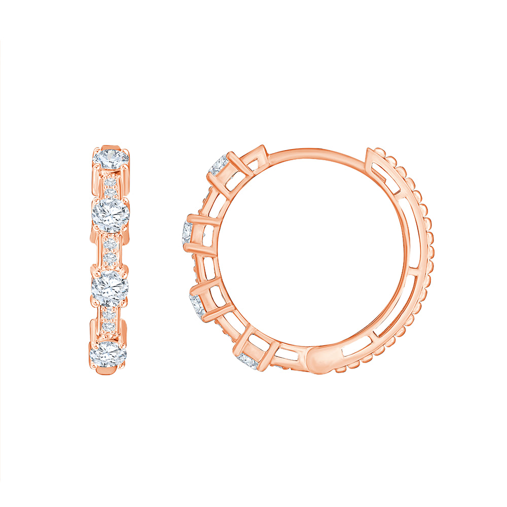 Brilliant Cut Station Hoop Earrings