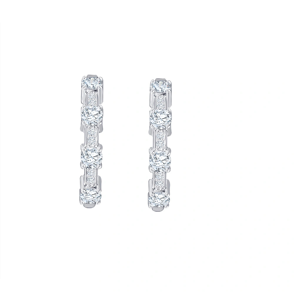 Brilliant Cut Station Hoop Earrings