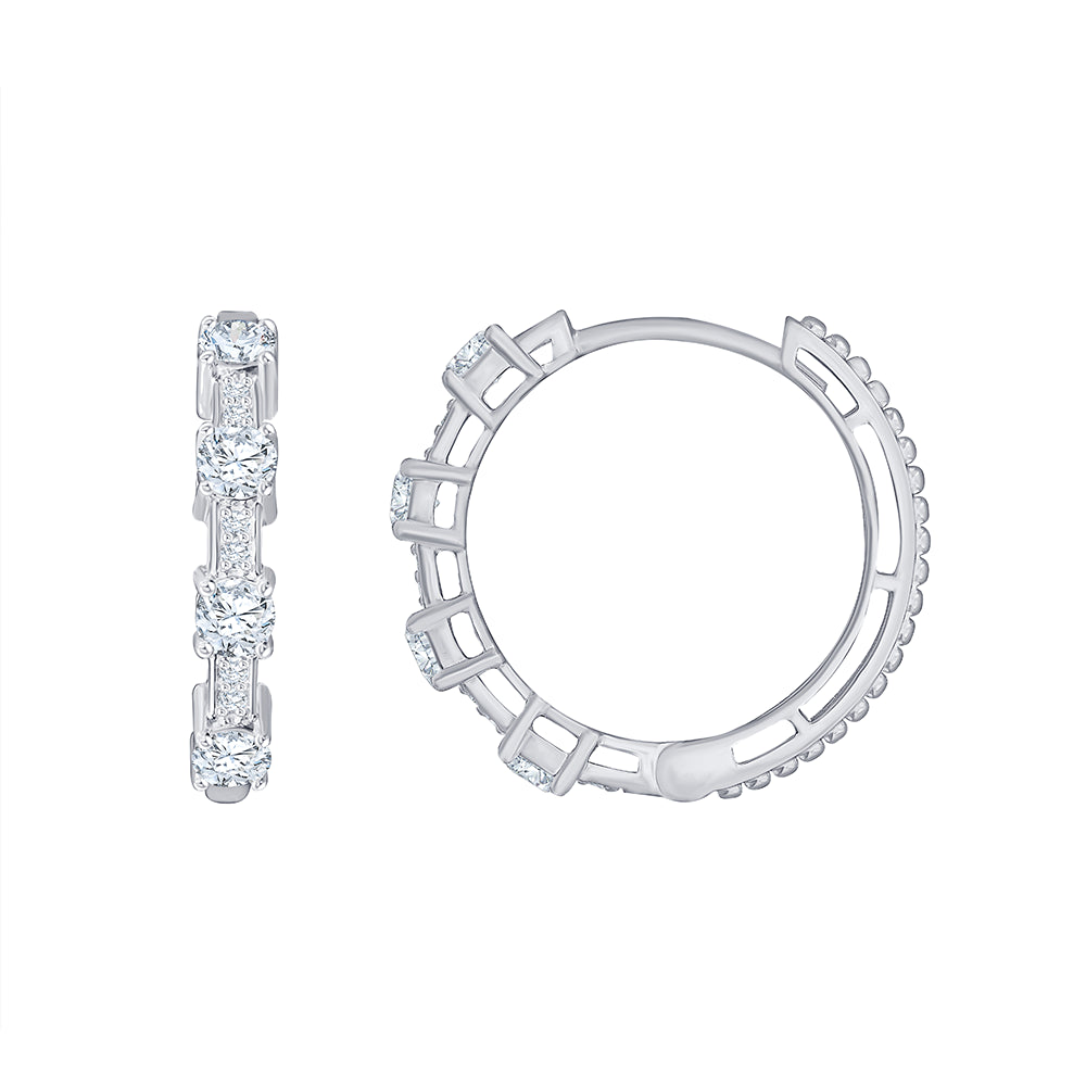 Brilliant Cut Station Hoop Earrings