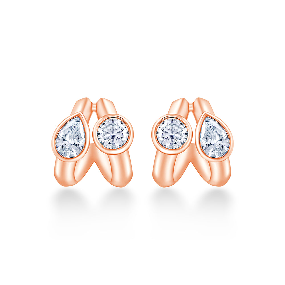 Pear  Brilliant Cut Duo Hoop Earrings