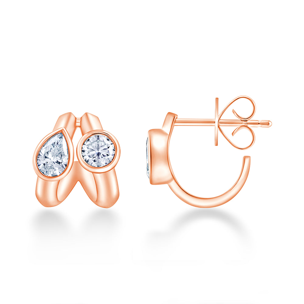 Pear  Brilliant Cut Duo Hoop Earrings