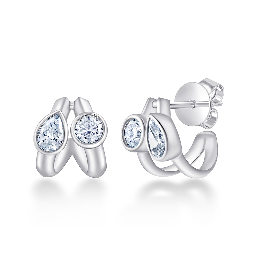 Pear  Brilliant Cut Duo Hoop Earrings