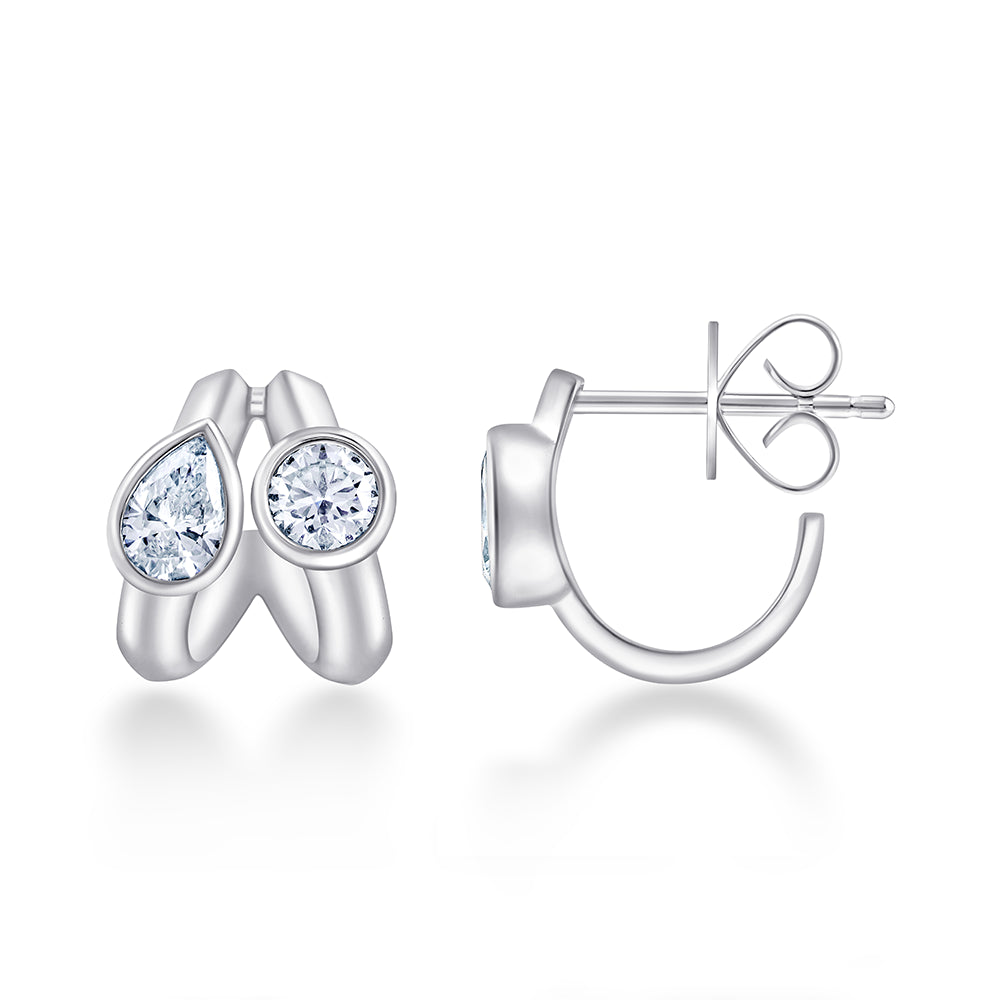 Pear  Brilliant Cut Duo Hoop Earrings