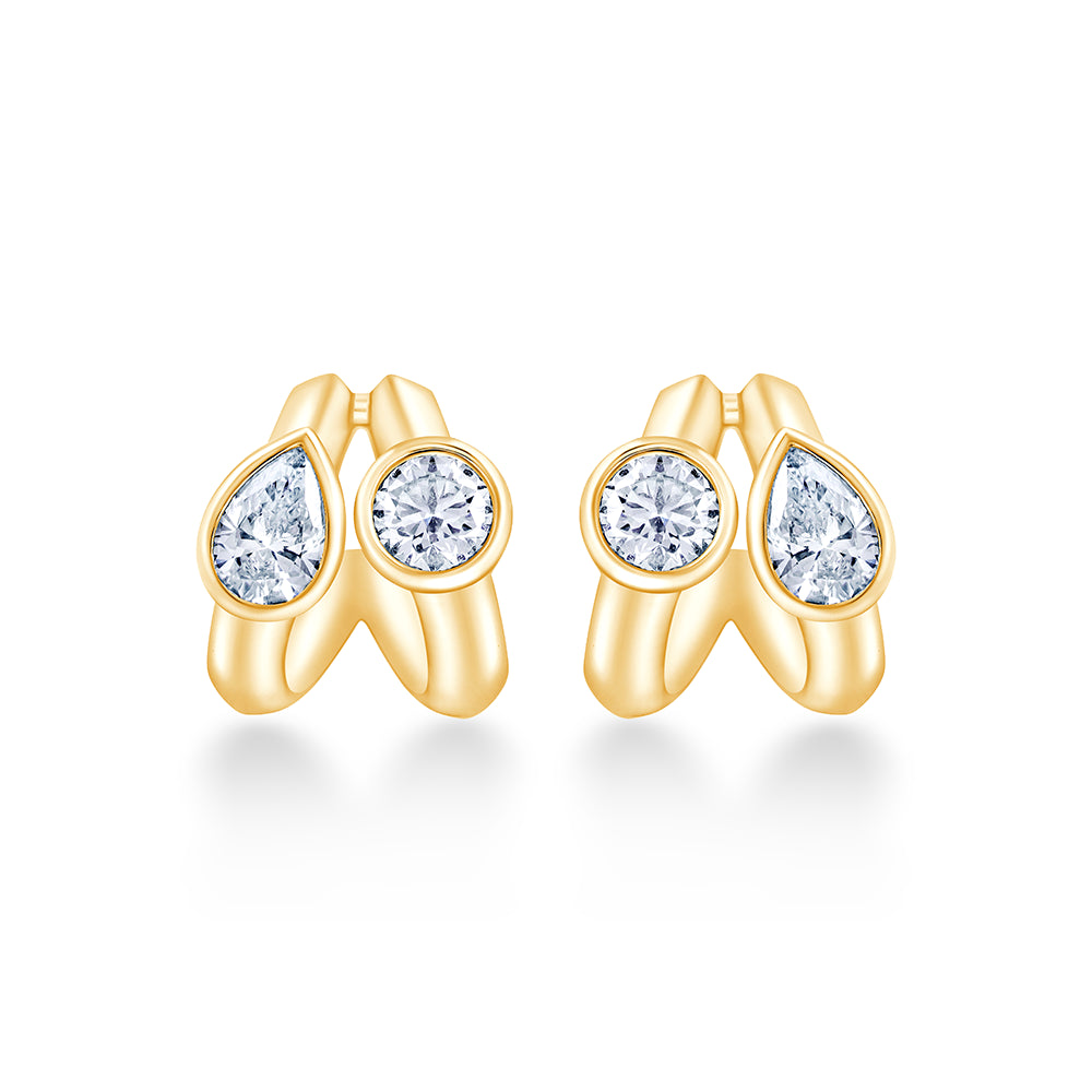 Pear  Brilliant Cut Duo Hoop Earrings