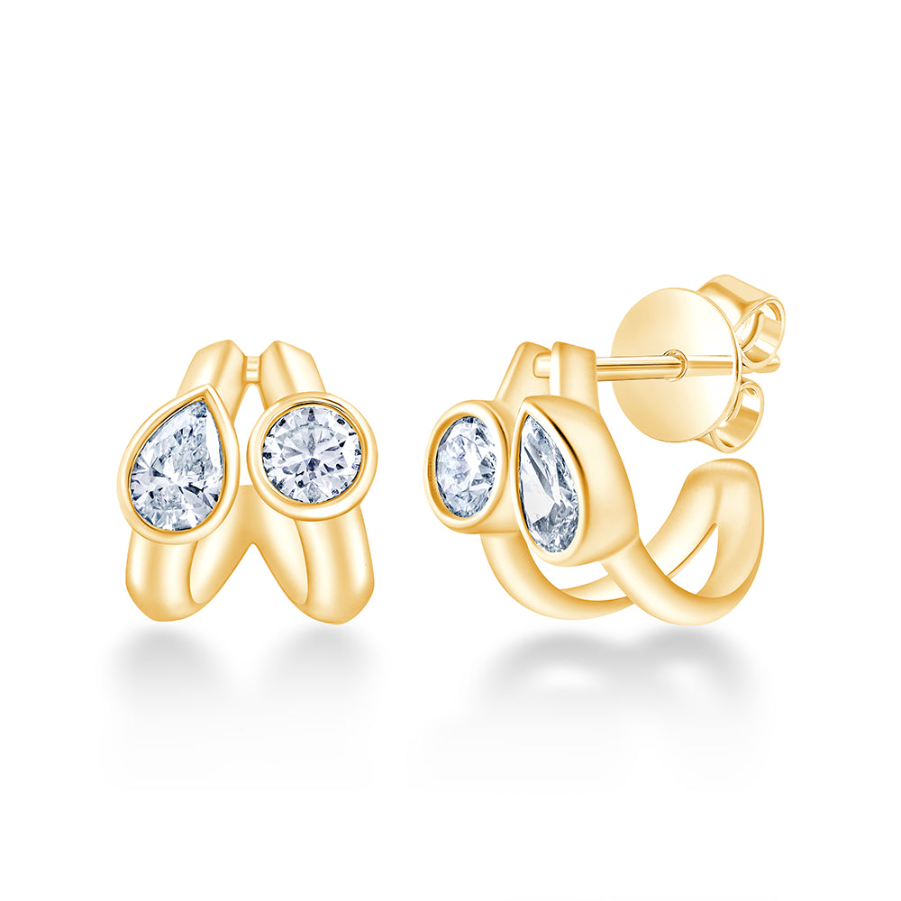 Pear  Brilliant Cut Duo Hoop Earrings
