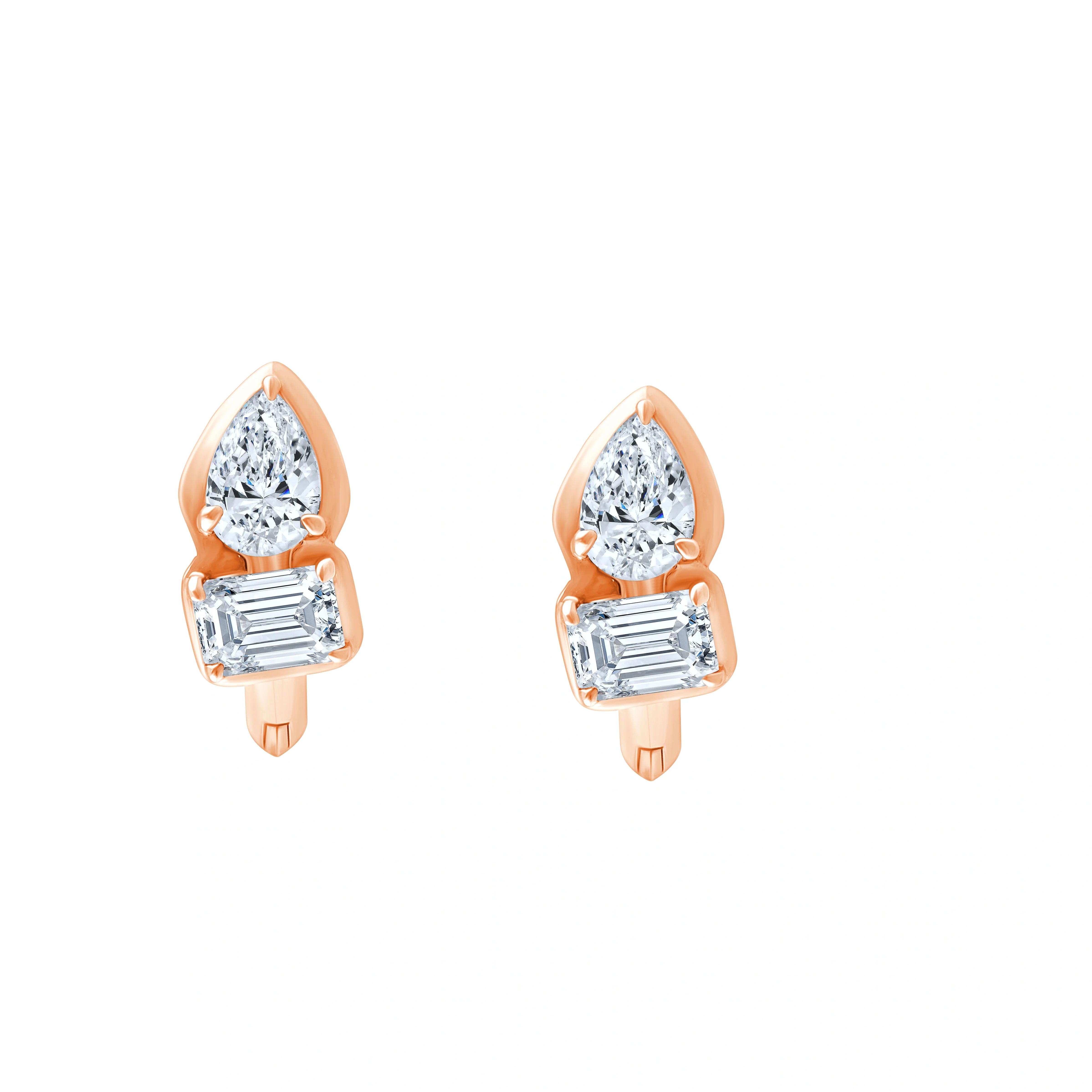 Pear  Emerald Cut Hoop Earrings