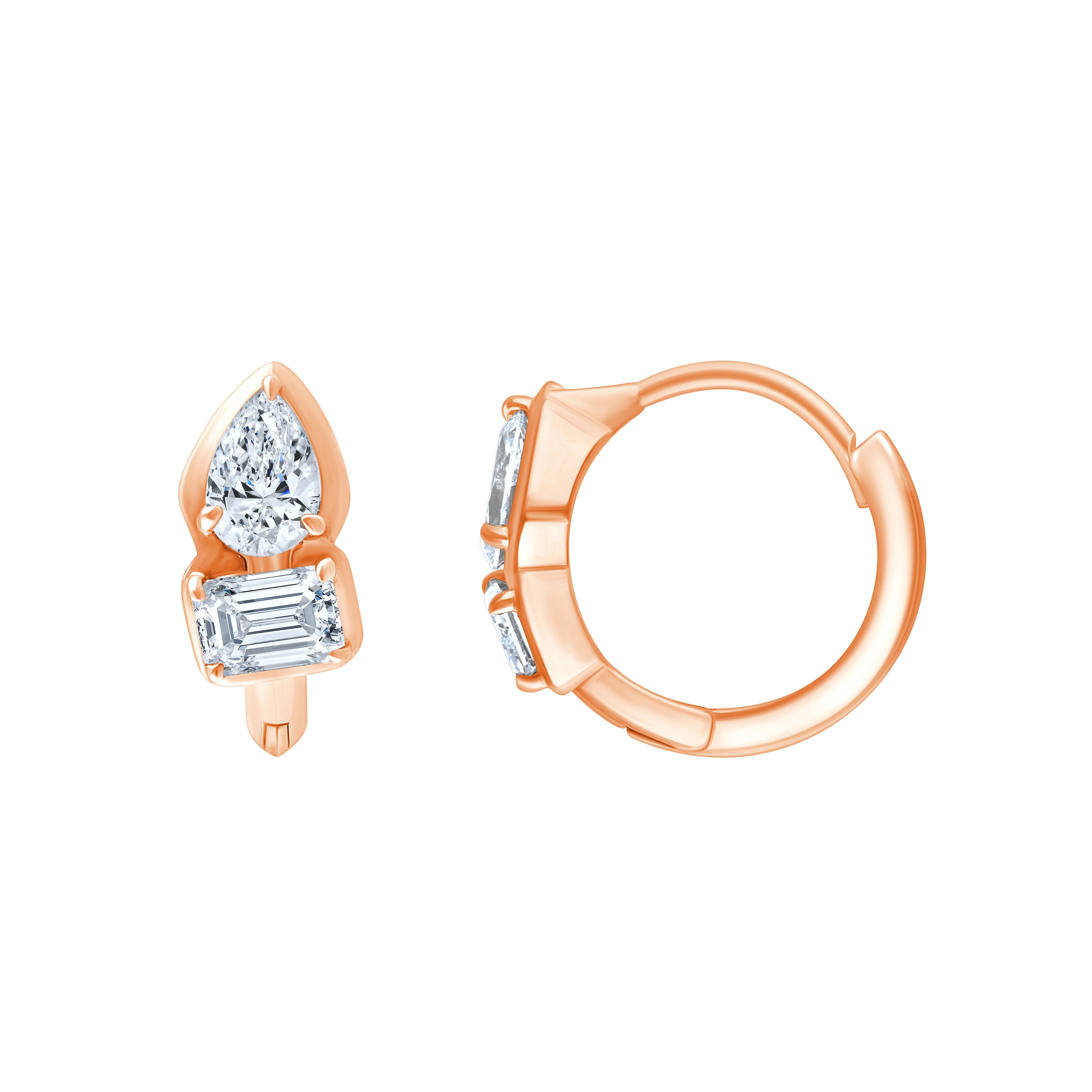 Pear  Emerald Cut Hoop Earrings