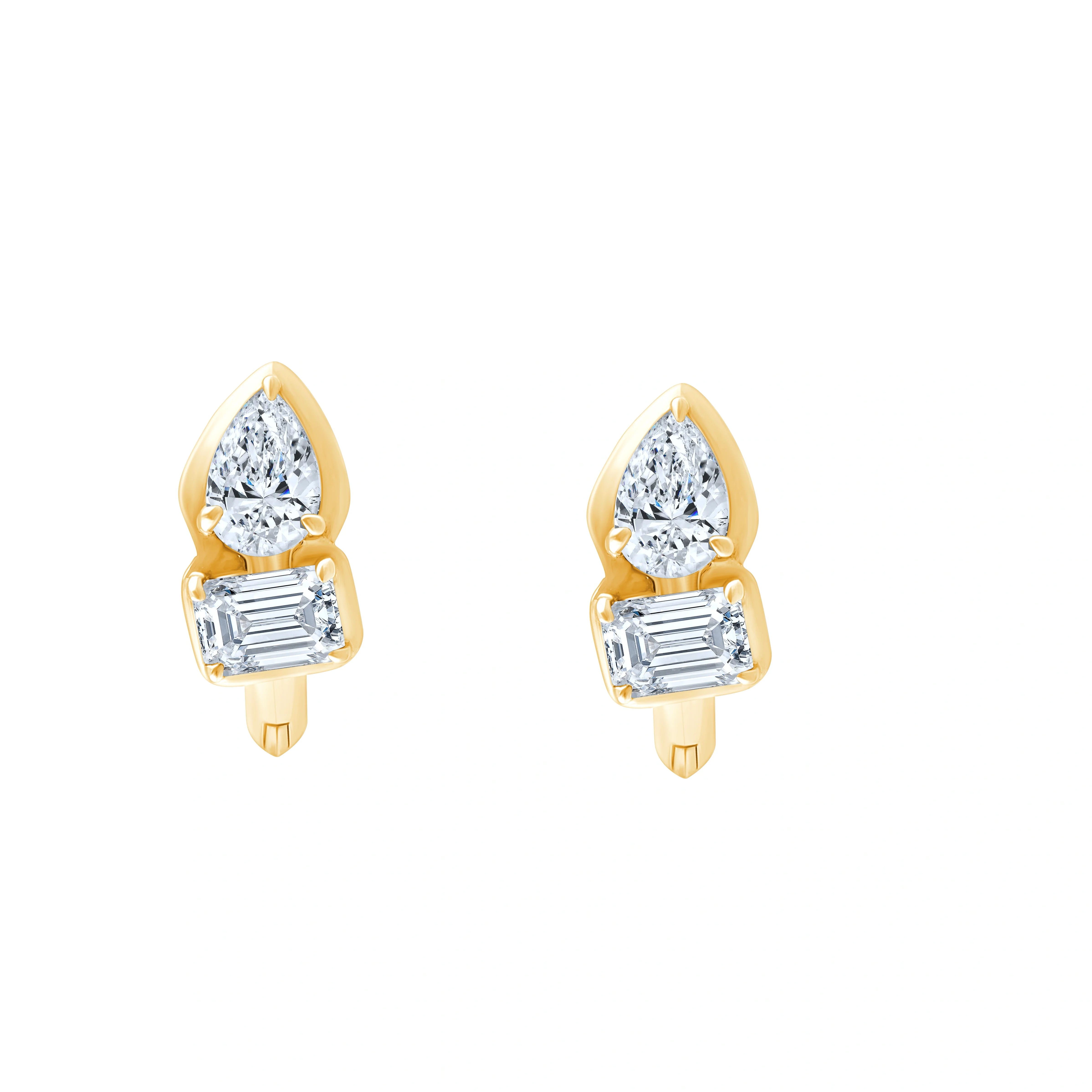 Pear  Emerald Cut Hoop Earrings