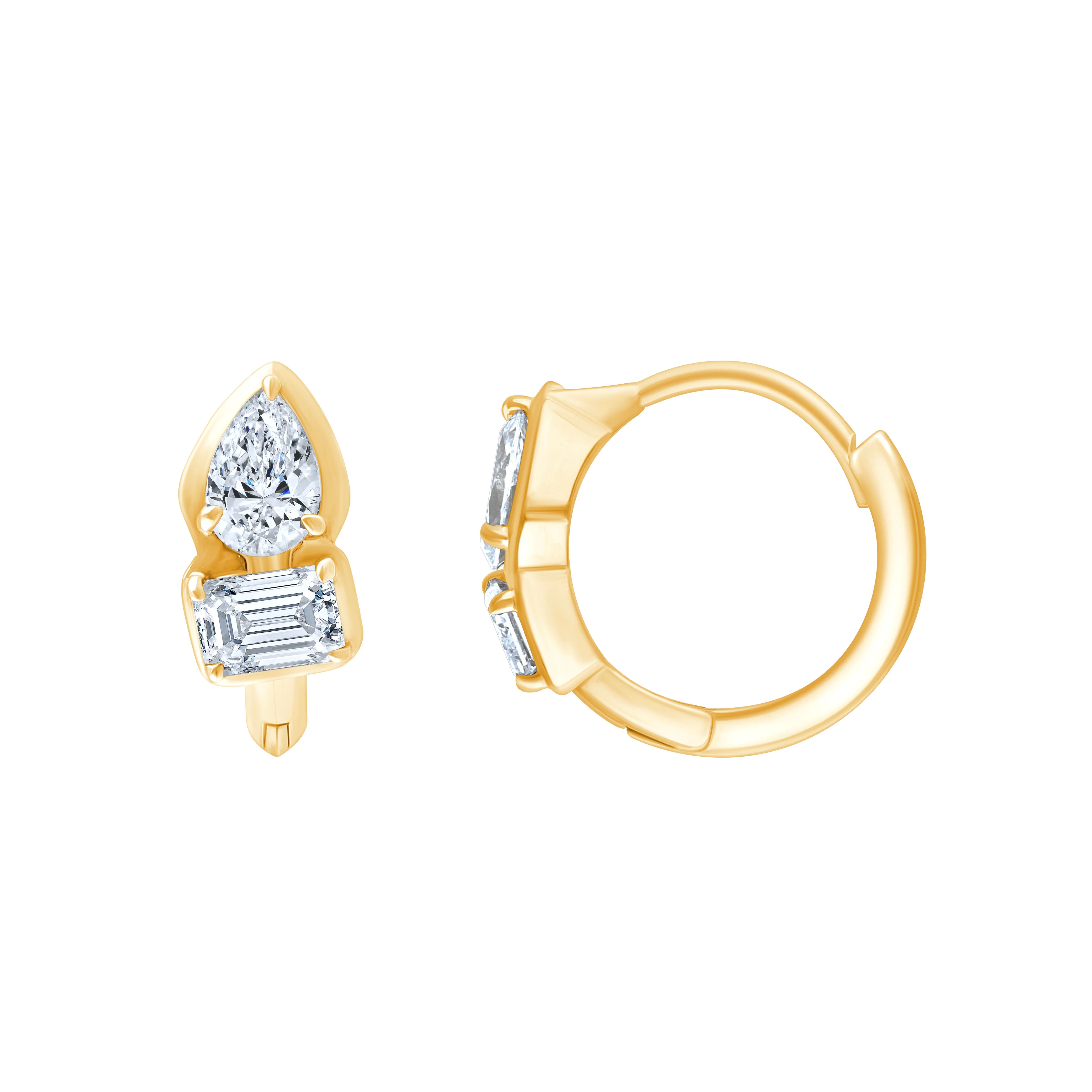 Pear  Emerald Cut Hoop Earrings