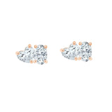 Heart & Oval Cut Duo Stud Earrings