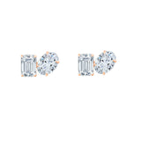 Emerald & Oval Cut Asymmetric Stud Earrings